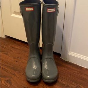 Hunter Rain Boots Gray Gloss